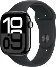 Apple Watch Series 10 -GPS -  46mm - Jet Black Aluminium Case w/Black Sports Band (S/M)