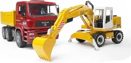 bruder 02751 - Man TGA dump truck with Liebherr shovel excavator - 1:16 construction vehicle, construction site, shovel excavator, worker, bworld, construction machine, truck, transporter