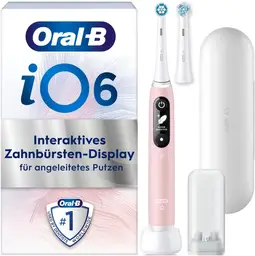 Oral-B iO Series 6 Sensitive Edition Elektrische Zahnbürste/Electric Toothbrush, 2 Aufsteckbürsten, 5 Putzmodi für Zahnpflege, Valentinstagsgeschenk für Ihn/Sie, Designed by Braun, pink sand