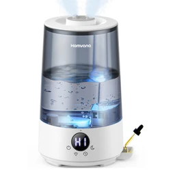 Homvana 3.6L Humidifier H101 Grey - Top-Fill, SilentSpary™ Tech, 360° Cool Mist, 34H Durable, Quiet 16 dB, BPA Free, Aroma Diffuser, 7-Colour Night Light.