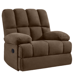 HONEYOU Oversized Rocker Recliner Chair，Overstuffed Extra Wide Rocking Recliners，Soft Big Man Manual Recliner，Extra Large Living Room Chair Up to 350 LBS，Brown