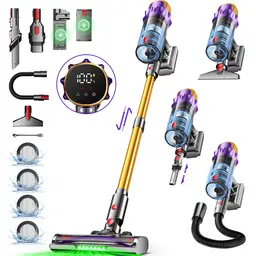 Daynee Aspirateur sans fil 65 kPa/70 min, aspirateur sans fil 65 kPa avec écran, tuyau de 1 m et brosse anti-enchevêtrement, aspirateur sans fil, HEPA*4 Aspirateur sans fil pour poils d'animaux, tapis et sols durs