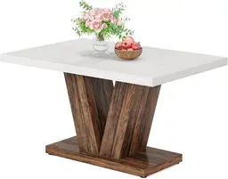 Tribesigns Esstisch für 4 Personen, 120 cm Küchentisch mit stabilem Sockel, rustikaler Holzesstisch für Zuhause und Esszimmer