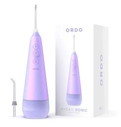 Ordo Hydro Sonic Water Flosser (Irrigator), Wireless, Rechargeable, Sonic Waterjet Cleaning, 3 Water Pressure Settings (80–160 PSI), 2,000 Water Pulses Per Minute, IPX7 Waterproof, Travel-Size Lockable Design, For Dentures, Brackets, Dental Implants, and Dental Bridges, Pearlescent Pearl Purple Finish
