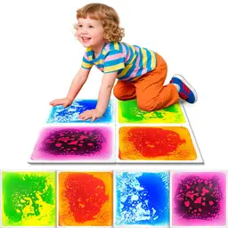 Art3d Flüssige Bodenfliesen 4er-Pack - Interaktive Sinnesfliesen für Kinderzimmer, Tanzfläche für Erwachsene, Bar- und Ladendekoration, Stressabbau, 30x30 cm weiche Farbwechsel-Fliesen