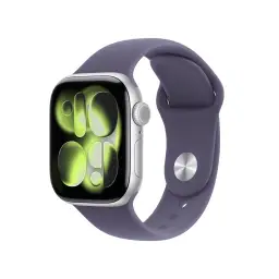 Apple Watch Series 11 GPS 42mm Silbernes Aluminiumgehäuse mit Purple Fog Sportarmband - M/L