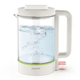 Bouilloire Électrique en Verre Joyami 1,5L - 1500W, Chauffage Rapide, Base Inox, Blanc