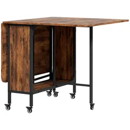 Homcom Dining Table Foldable Portable Rustic Brown/Black