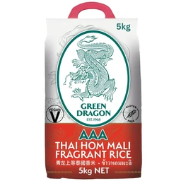 Green dragon Thai Fragrant Jasmine Rice 5KG | Thai Hom Mali | AAA | Premium Rice