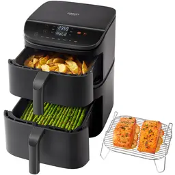 COSORI Turbo Tower™ Air Fryer- 10.8L, Black, Double Baskets, Space Saving, CAF-DC121-AUKR