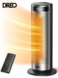 Chauffage Céramique DREO Solaris 628 Écoénergétique - 1500W, Minuterie 12h, Oscillation 70°, Chauffage Électrique Silencieux 34dB avec Télécommande, Protection Sécurité 8 Couches