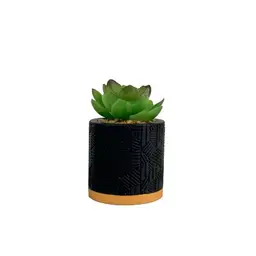 Nutmeg Home Mini Artificial Plant Textured Jar Black