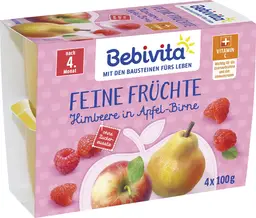 Bebivita Fine Fruits Raspberry in Apple-Pear (from 5 months) 4 x 100 g