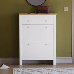 Vida Designs Shoe Cabinet Arlington 2 Doors 1 Drawer White/Oak Effect