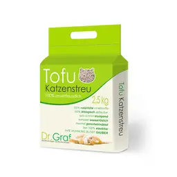 Dr. Graf Tofu-Katzenstreu, 100% natürliche, innovative Klumpenstreu, geruchlos, vollständig wasserlöslich, biologisch abbaubar, staubfrei, extrem saugfähig und schnell trocknend (Gewicht: 2,5 kg)