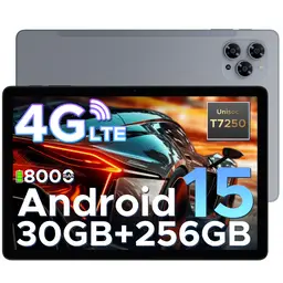 DOOGEE TAB G6 Tablet 11 Zoll Android 15 Tablets, 30 GB + 256 GB/2 TB mit SIM-Kartenslot, 8000 mAh & T7250 Octa-Core Android Tablets, 4G LTE + 2 Lautsprechern + Widevine L1 | Gesichts-Authentifizierung | Bluetooth 5.0 | 5G-WLAN | GPS, Grau