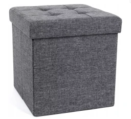 SONGMICS Sitzhocker mit Stauraum, Leinenoptik, Dunkelgrau
