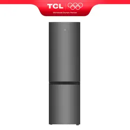 TCL Kühl-Gefrierkombination 260 L, Kühlteil 187 L, Gefrierteil 73 L, 55 cm kompakt, FreshZone, wechselbare Tür, verstellbare Füße [Energieeffizienzklasse E] RF338BSE0