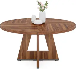 Tribesigns Runder Holz-Esstisch für Landhaus