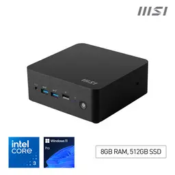 MSI Cubi NUC 1M Mini Desktop PC, Intel Core 3 100U Desktop PC, 8GB RAM, 512GB Storage, Windows 11 PRO