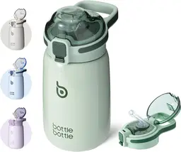 Bottle Bottle kinderwaterflessen, 12 oz, roestvrijstalen waterfles met deksel, dubbelwandig vacuümgeïsoleerd, groen, Nieuwjaarsverkoop, top cadeaukeuzes