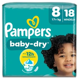 Pampers Baby Dry Size 8 for 17+kg, Single Pack of 18 Diapers