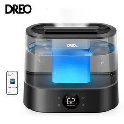 DREO Humidificateur sonique intelligent – réservoir d’eau de 4 L, fonctionnement jusqu’à 30 h, contrôle via application, 6 niveaux de brume, ultra silencieux, diffuseur d’arômes, remplissage par le haut, HHM010S.