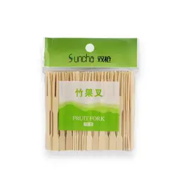 Suncha Einweg-Obstgabeln Haushalts-Obstpicker Bambus Bambusgabel Kuchengabel Dessertgabel Dessertgabel 75 Stück 9cm