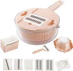 3-in-1 Vegetable Slicer Mandoline Adjustable Thickness Kitchen Gadget Yellow                            