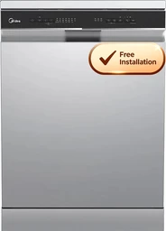Midea MDWEF1433D(SS)-WG-UK Freestanding Full Size Dishwasher With Cutlery Tray, Stainless Steel, C Rated
