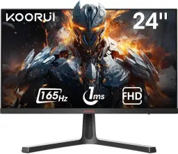 KOORUI 24 Inch Gaming Monitor, 165Hz, FHD 1080P, VA, 1ms, AdaptiveSync Technology, Ultra-Thin Screen, HDMI/DP, VESA Compatible, Tilt Adjustable, Eye Care