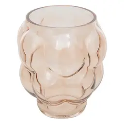 Glasvase Edia aus mundgeblasenem Glas, Höhe 18 cm, beige