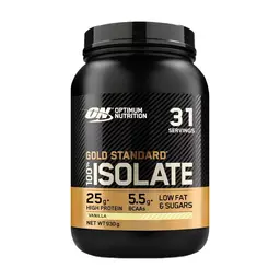 Optimum Nutrition Gold Standard 100% Isolate Whey Protein Powder - Vanilla, 25g Protein, 5.5g BCAAs, Low Sugar & Fat, 31 Servings (930g)