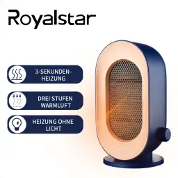 Royalstar 3-Sekunden-Sofortwärme-Heizer mit 3 Wärmeeinstellungen, 600W Hochwärme-Modus, keine Lichtemission, ruhiger Schlafmodus, automatische Abschaltung bei Umkippen, Weitwinkel-Heizung, Überhitzungsschutz für Sicherheit, Elektroheizer für Zuhause und Büro. S720SW