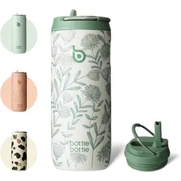 Bottle Bottle Edelstahl-Sport-Trinkflasche mit 2-in-1-Trinkverschluss, Blumenmuster, 500 ml (16,9 oz), Neujahr-Sonderangebot, Top-Geschenkideen
