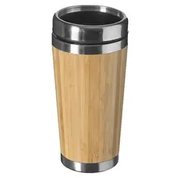 5 five minimalist intelligenter Gourmet-Isolierbecher aus Bambusfasern und Edelstahl für Kaffee, 380 ml