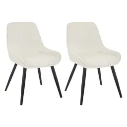 WOLTU 2X Esszimmerstühle, Ergonomischer Stuhl mit Rückenlehne, Samtstuhl mit Metallrahmen, Stühle für Schlafzimmer, Wohnzimmer, Esszimmer und Küche, Creme, BH331cm-2