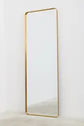 Melodieux Wall-Mounted Vanity Mirror, 60x90 cm Rectangular Metal Frame, Decorative Mirror for Bedroom, Living Room, and Entryway, Installable Horizontally or Vertically, Gold
