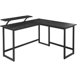 VASAGLE L-Shaped Computer Desk, Industrial Workstation for Home Office Study Writing and Gaming, Space-Saving, Easy Assembly, 55.1D x 51.2W, Black