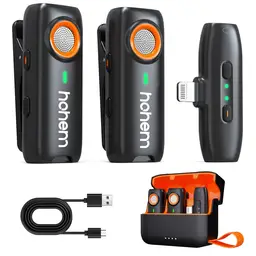 hohem Wireless Lavalier Microphone, 3-Level DSP Noise Cancelling, 100m Range, 20H Battery, Remote Shutter, TF Backup Recording