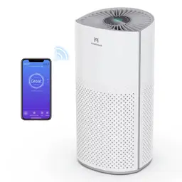 Homintell Mercury Purificateur d’air intelligent avec contrôle Wi-Fi, filtre HEPA H13, 30 dB, pour pièces jusqu'à 25 m² - Blanc