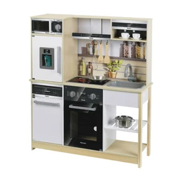 Theo Klein 7188 Miele Family Kitchen | Large Wooden Toy Kitchen with Sound and Light Hob | FSC Certified | Toy for Children from 3 Years