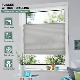 EcoHue Plissee (Faltstore), schraubfrei, Klemmfix, Sichtschutz und Sonnenblendung, verdunkelnd, einfache Montage, lichtdurchlässiger Rollstore für Fenster und Türen, Anthrazit, Hellgrau, B 75 x H 130 cm, 1 Stück