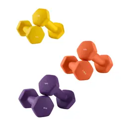 SONGMICSHOME Ensemble d'haltères en néoprène avec support, 2 x 1 kg, 2 x 1,5 kg, 2 x 2 kg, pour l'entraînement Jaune, Orange et Violet