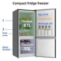 CHiQ Freestanding Refrigerator with Freezer Compartment | Combination Refrigerator/Freezer with Low-Frost Technology | Dark Stainless Steel Look (117 Litres) | 114 x 47 x 49.5 cm (H x W x D) [Energy Class E] CBM117LBEU