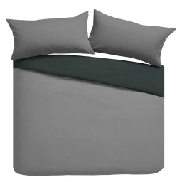 Nutmeg Home Duvet Cover Set Easycare Reversible Grey/Black Double