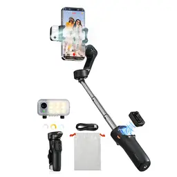 hohem 3-Axis Smartphone Gimbal Stabilizer｜Detachable Remote ·  AI Tracking · Fill Light · Tripod & Extension Rod · Portable Foldable Design