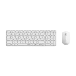 Rapoo 9310M Kabelloses Tastatur-Maus-Set, kabelloses Desktop-Set, 2400-DPI-Sensor, bis zu 12 Monate Akkulaufzeit, flaches Aluminium-Design, deutsches Layout für PC & Mac – Weiß