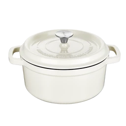 COOKER KING Chuanjia cocotte néerlandaise en fonte émaillée, robuste, chauffe uniforme, maintien de la chaleur longue, ustensile de cuisson, blanc amande, 24 cm