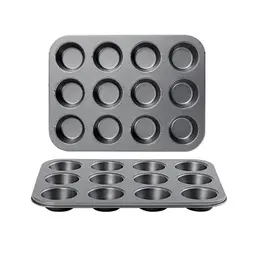 PURECOOK Carbon Steel Cake Mold Series | Gray | 12-Cavity 2-Piece Non-Stick Square Cake Mold Pan